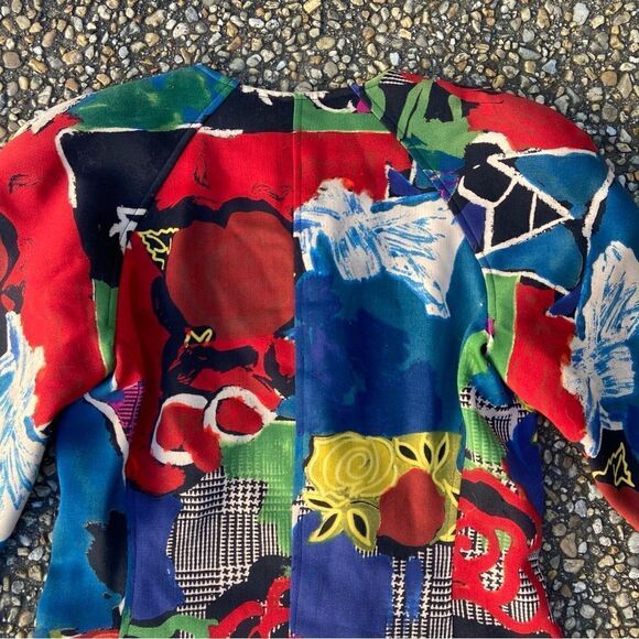 Vintage 1990’s Emanuel Ungaro Avant Garde op art colorful fitted blazer S/M - Picture 5 of 8